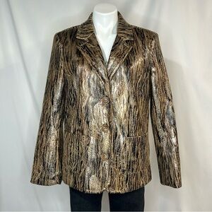 Erin London Blazer Textured Crackle Animal Print, L